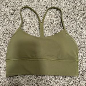 Lululemon Flow Y longline bra in bronze green - size 4